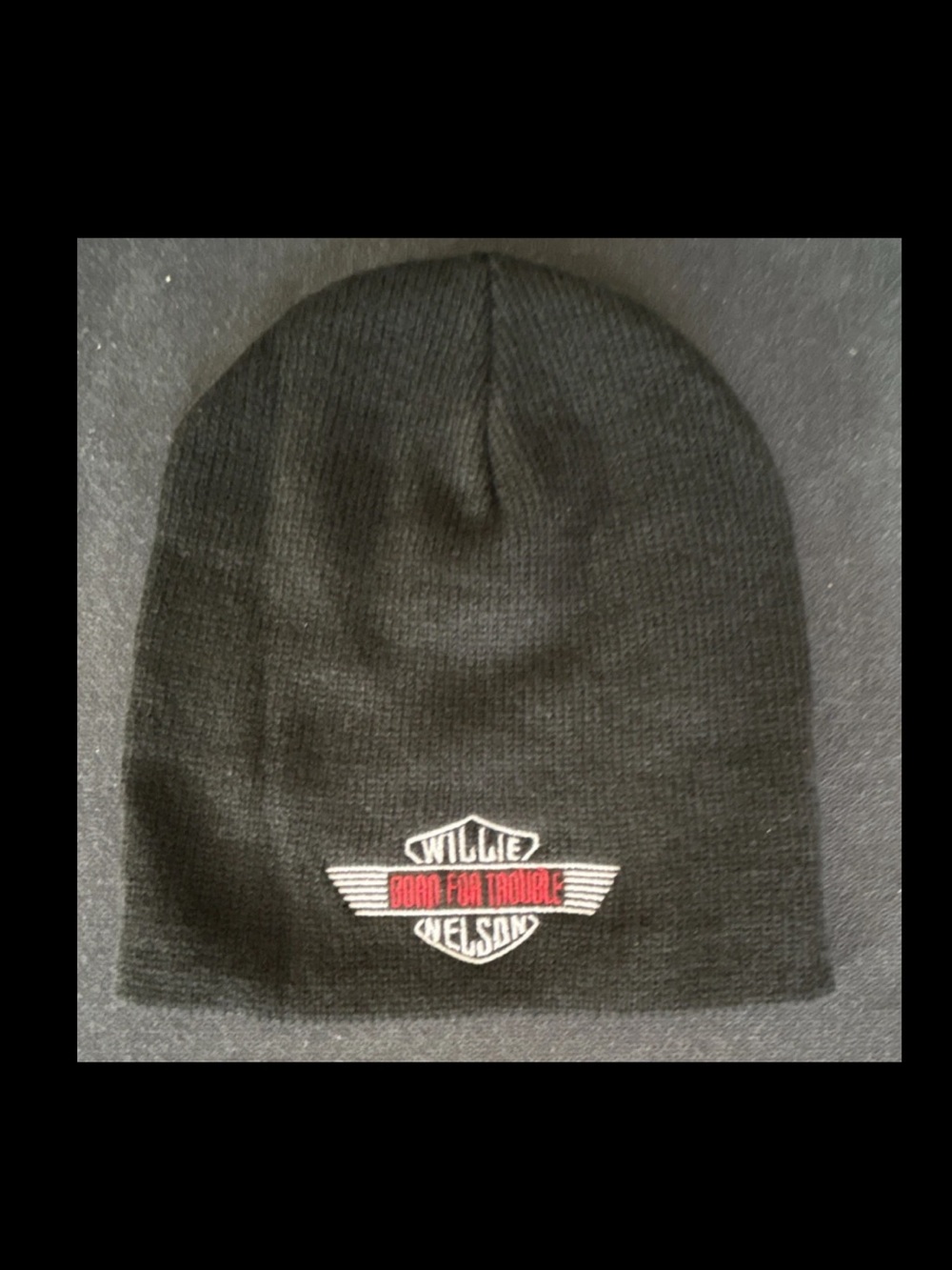 Vintage Willie Nelson Black 'Born For Trouble' Beanie